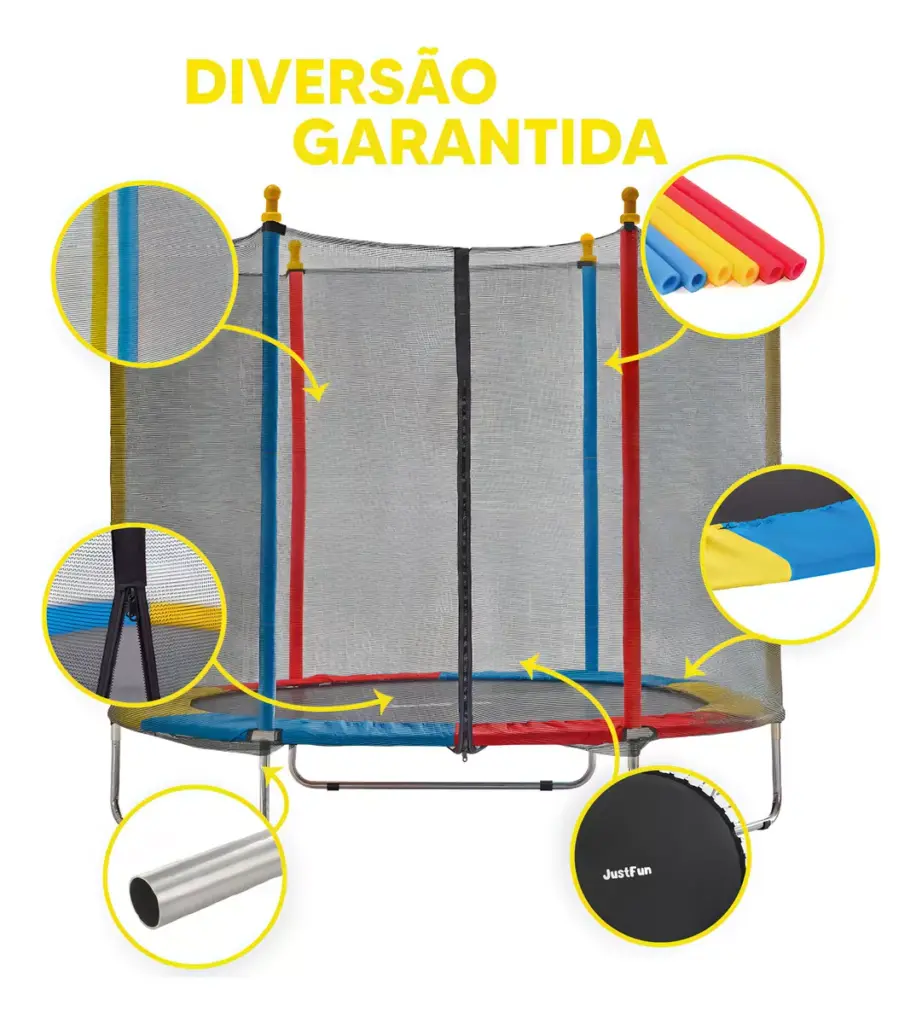 Cama Elástica Justfun 1,80m: Diversão Segura para Crianças e Família