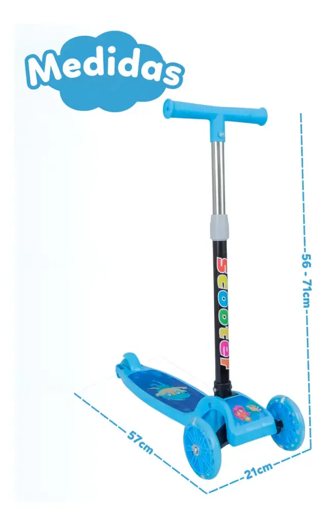 ATENTU Patinete Infantil 3 Rodas Led Dobrável Azul em 2025