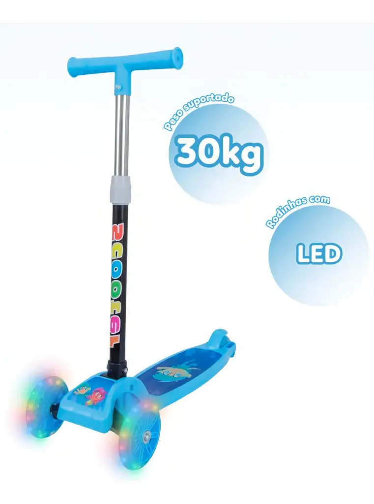 ATENTU Patinete Infantil 3 Rodas Led Dobrável Azul em 2025