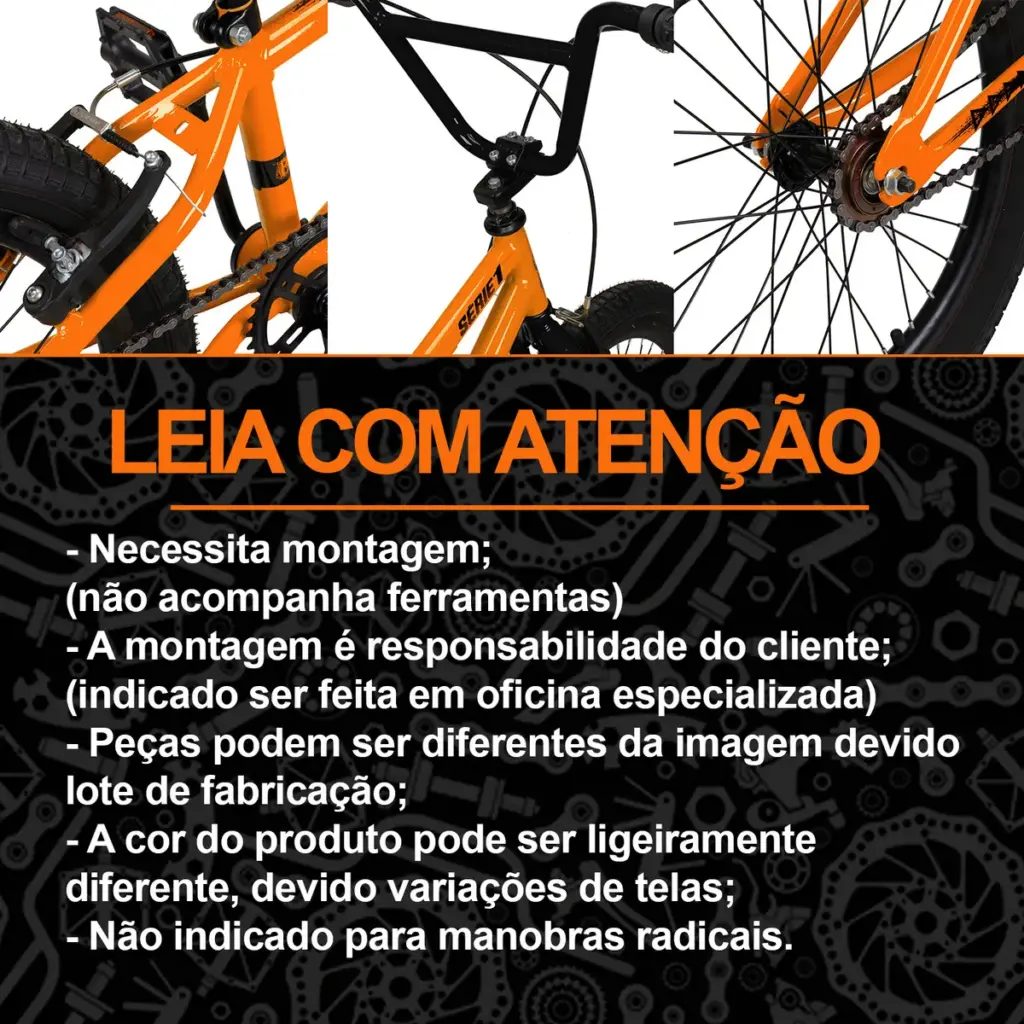 2025: Bicicleta Aro 20 Pro-X Série 1 V-brake Laranja/Preto
