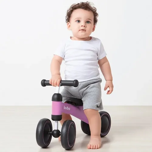 Bicicleta Equilíbrio 4-rodas Buba Sem Pedal Rosa Brasil 2025