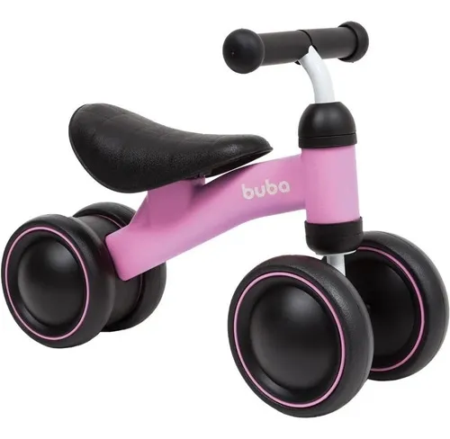 Bicicleta Equilíbrio 4-rodas Buba Sem Pedal Rosa Brasil 2025