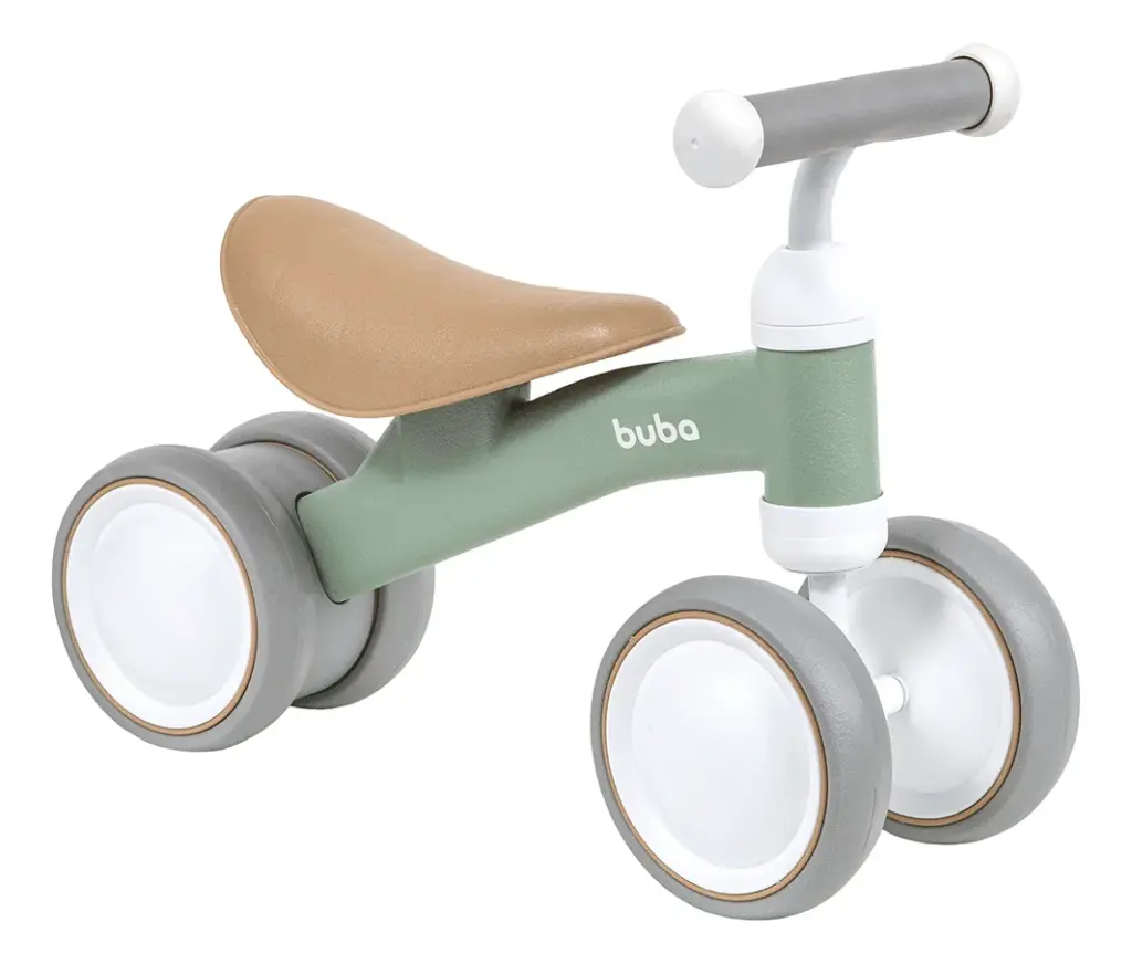 Bicicleta de equilíbrio 4 rodas Buba Retro Verde chega 2025