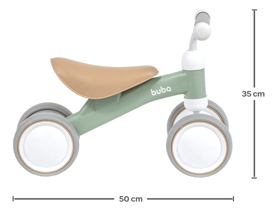 Bicicleta de equilíbrio 4 rodas Buba Retro Verde chega 2025