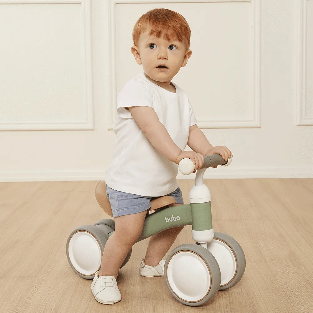Bicicleta de equilíbrio 4 rodas Buba Retro Verde chega 2025