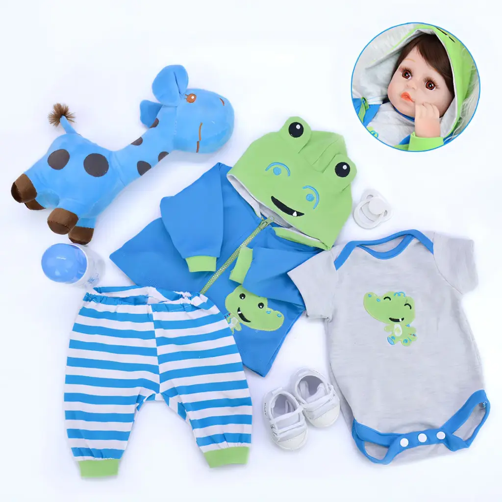 Brastoy Bebê Reborn Menino Boneco Menino Sapo Silicone Realista com Realismo e Estímulo