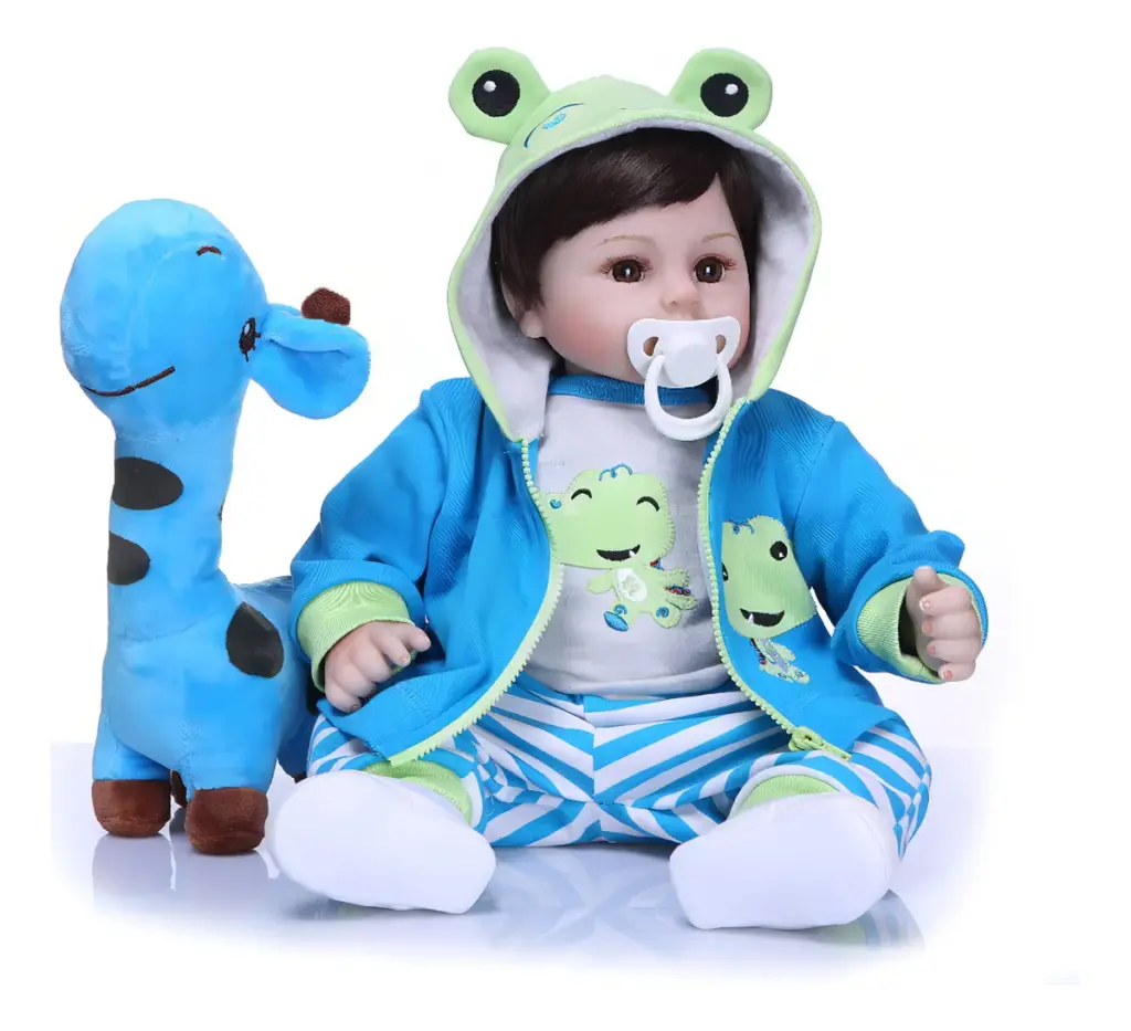 Brastoy Bebê Reborn Menino Boneco Menino Sapo Silicone Realista com Realismo e Estímulo