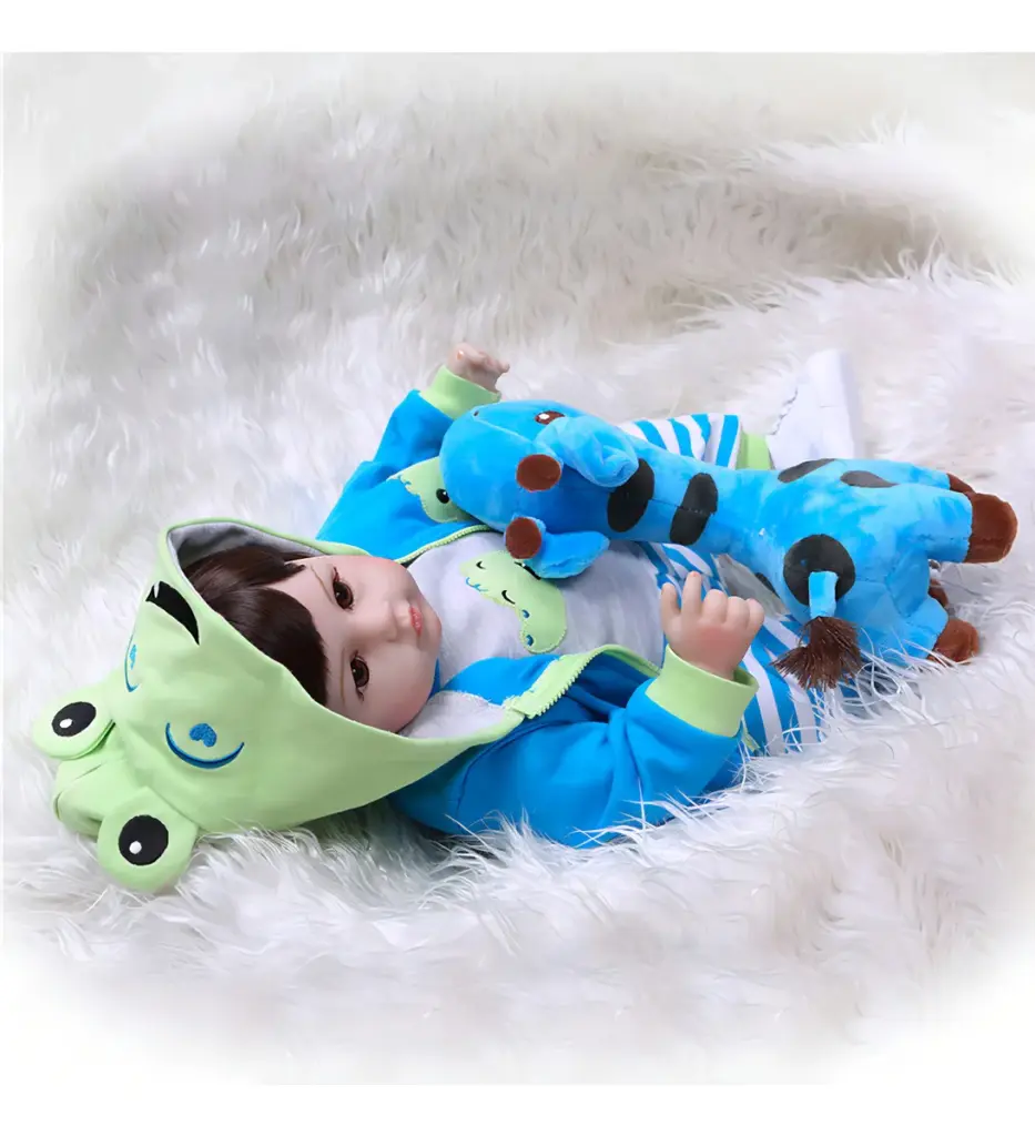 Brastoy Bebê Reborn Menino Boneco Menino Sapo Silicone Realista com Realismo e Estímulo