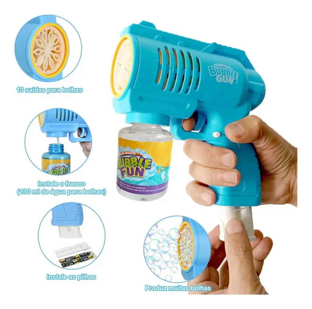 Brinquedo Máquina Bolha de Sabão Pistola Automática no ML