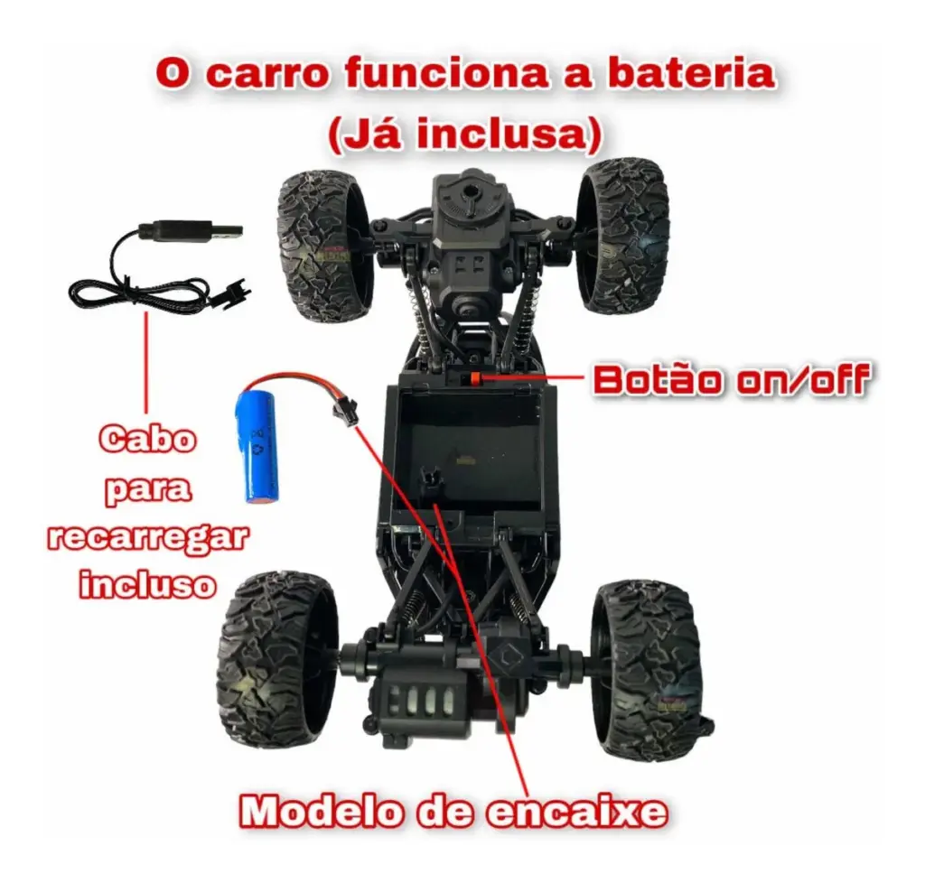 Carrinho 4x4 com USB e controle remoto agrada famílias
