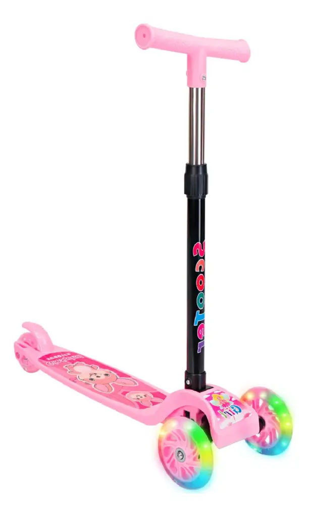 Patinete Infantil 3 Rodas LED Dobrável Rosa 2025 no Brasil