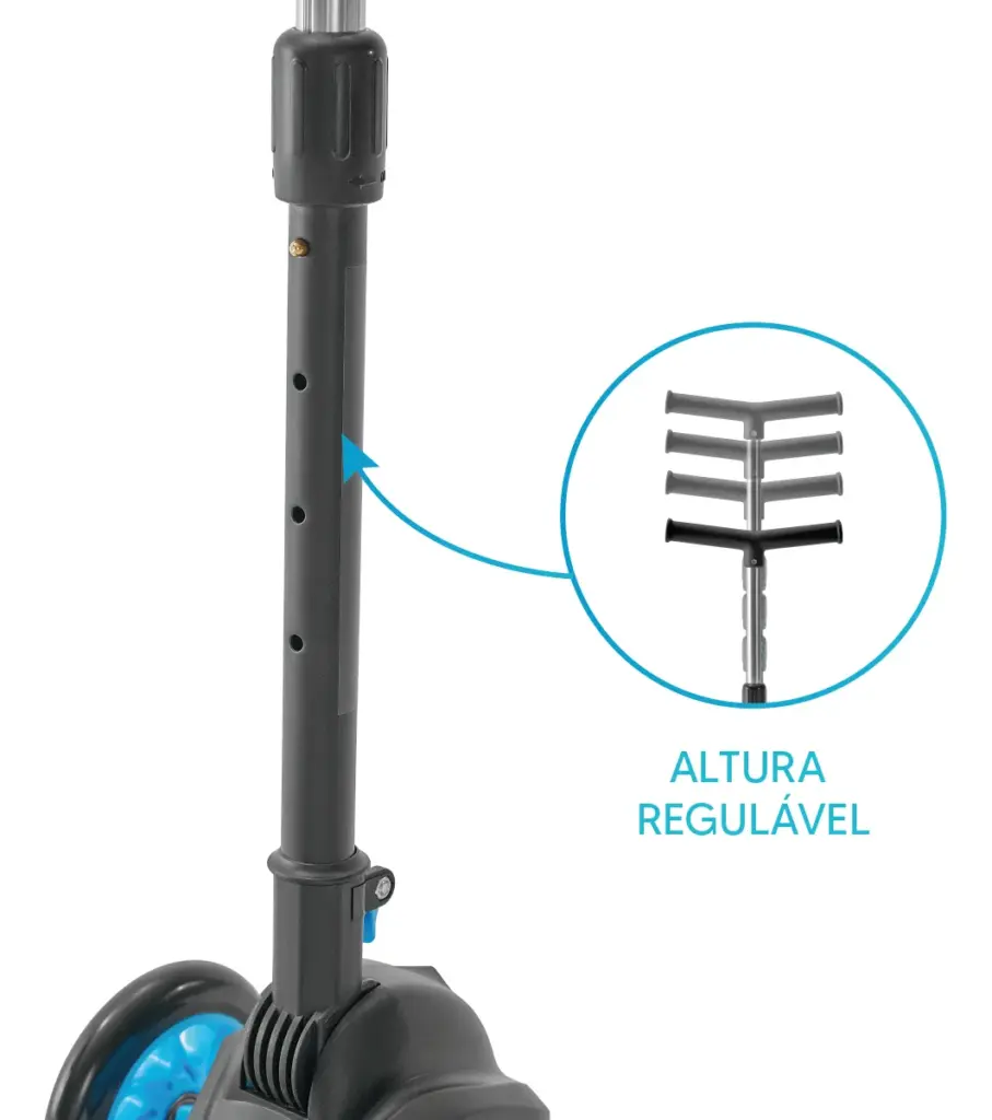 Como é o Patinete Ajustável 3 Rodas Azul da Just Fun