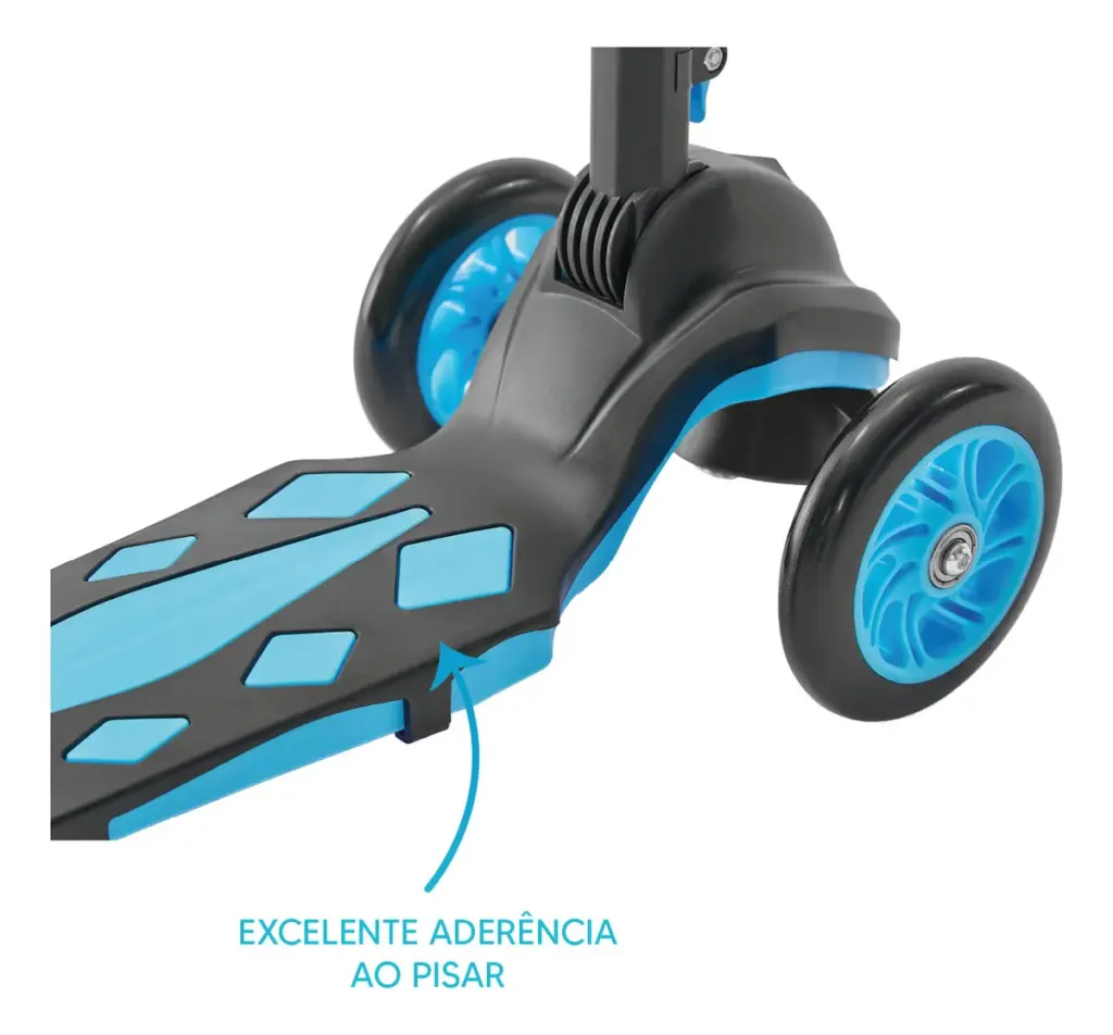 Como é o Patinete Ajustável 3 Rodas Azul da Just Fun