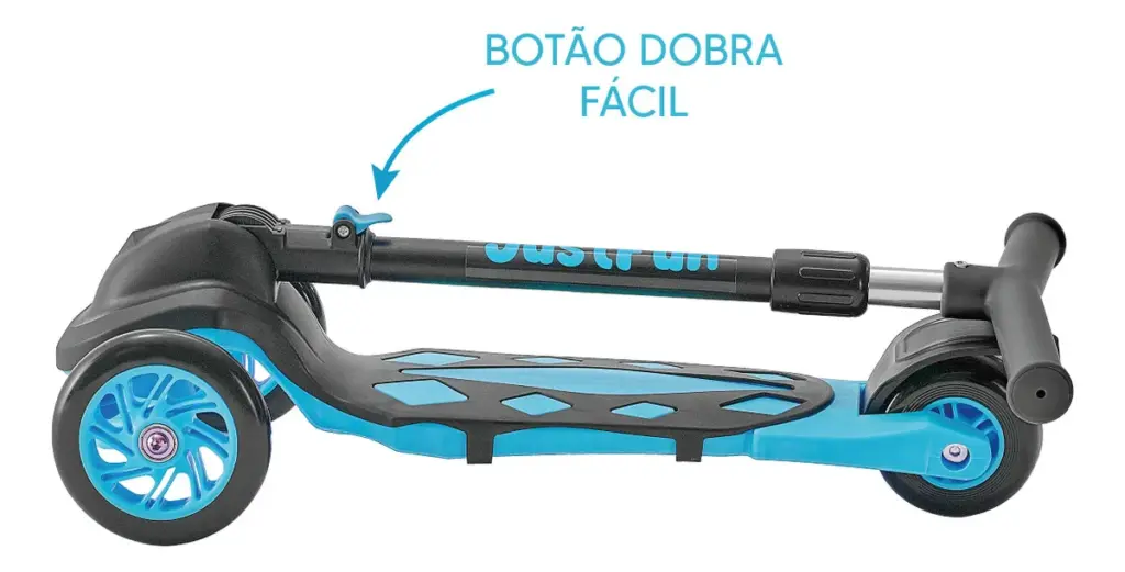 Como é o Patinete Ajustável 3 Rodas Azul da Just Fun