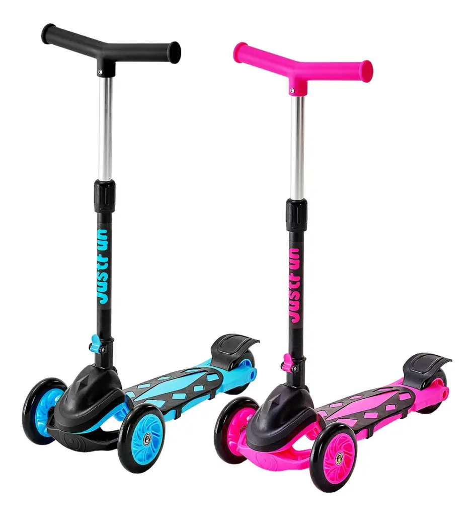 Como é o Patinete Ajustável 3 Rodas Azul da Just Fun