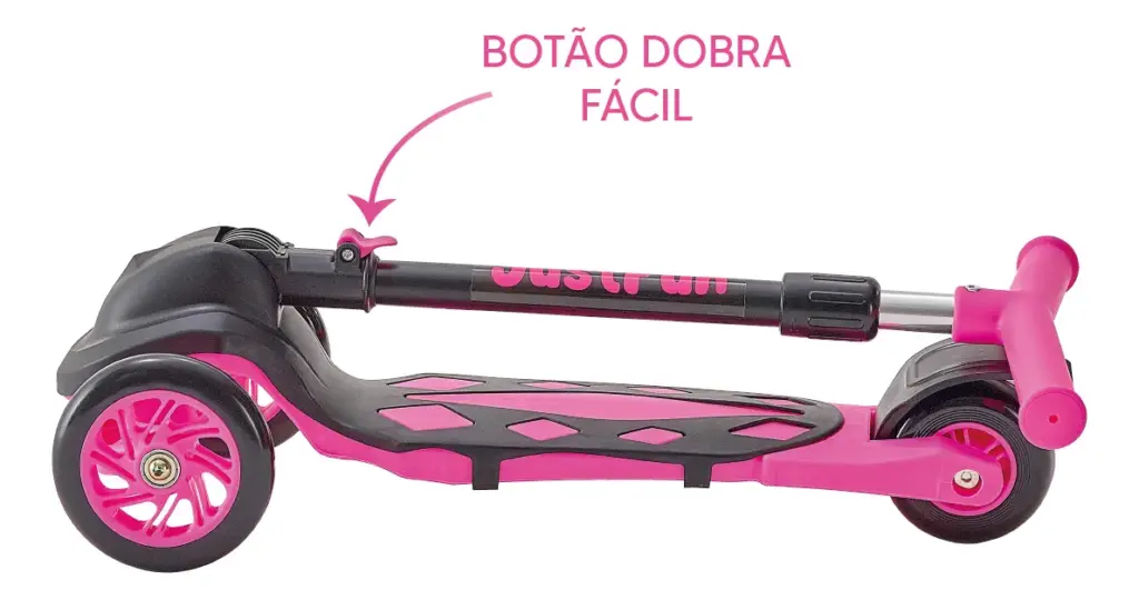 Patinete Radical Infantil 3 Rodas Ajustável Rosa chega 2025