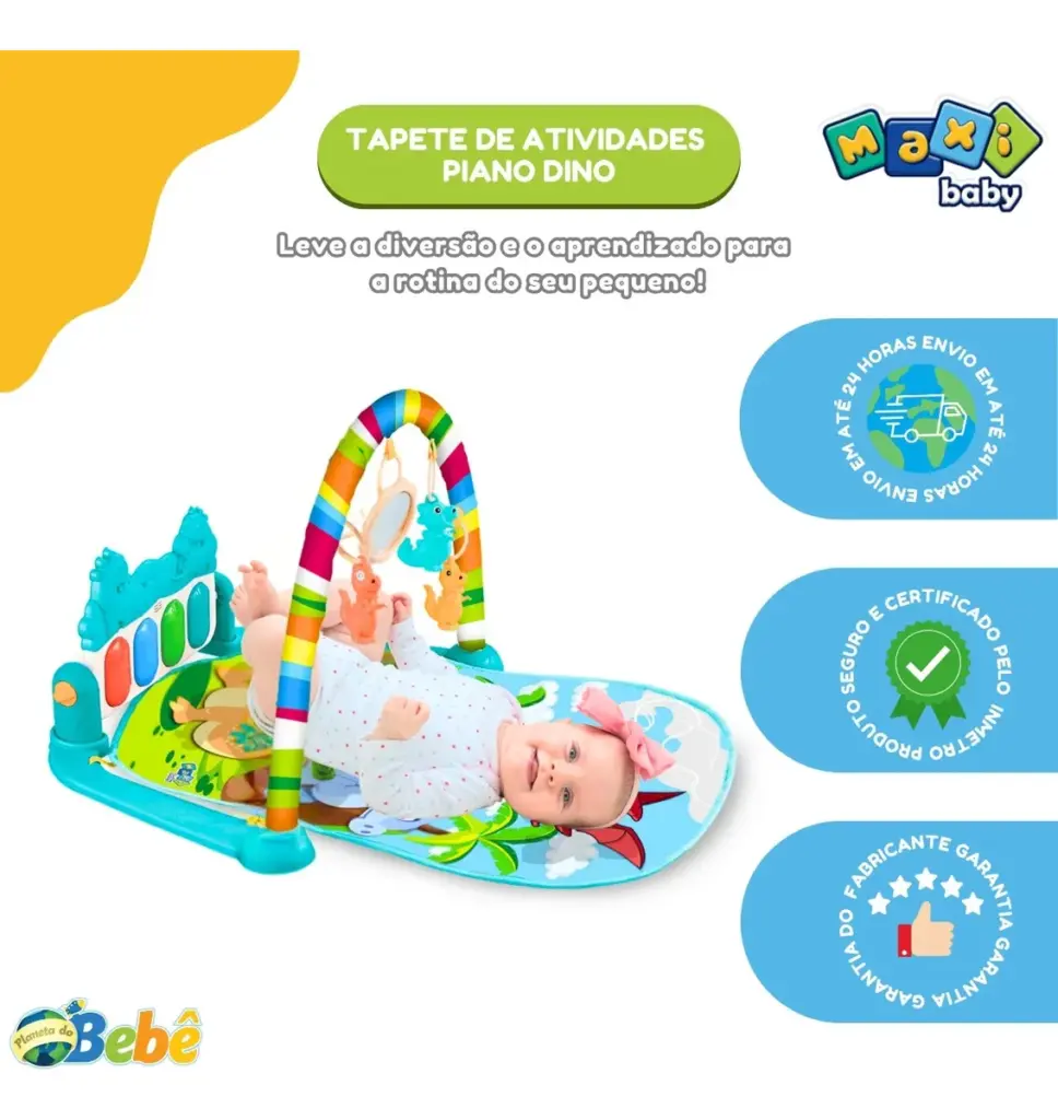 Piano Play Funny Dino: tapete que anima e desenvolve bebês