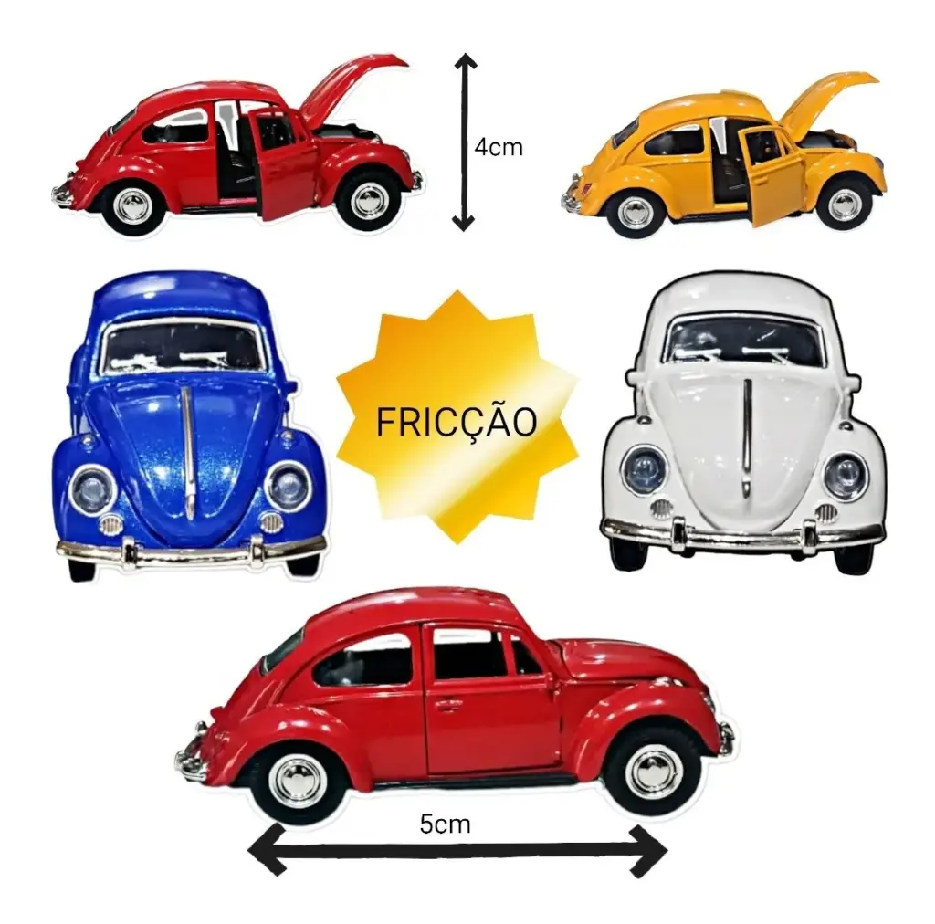 Carrinho Fusca 1:32 impressiona pela durabilidade e charme
