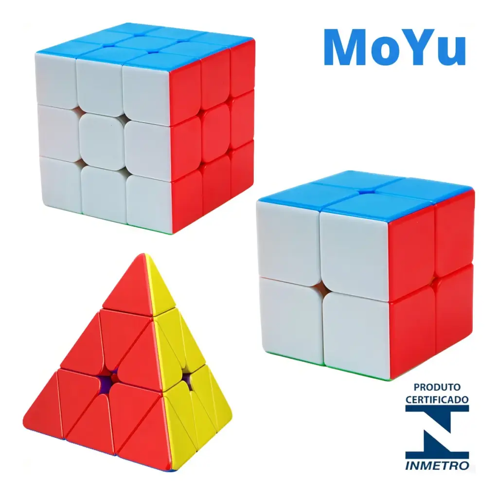 Kit Moyu: cubos 2x2, 3x3 e Pirâmide que desafiam família