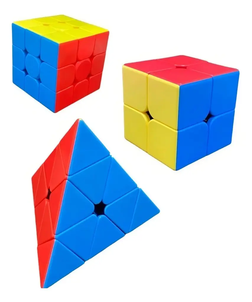 Kit Moyu: cubos 2x2, 3x3 e Pirâmide que desafiam família