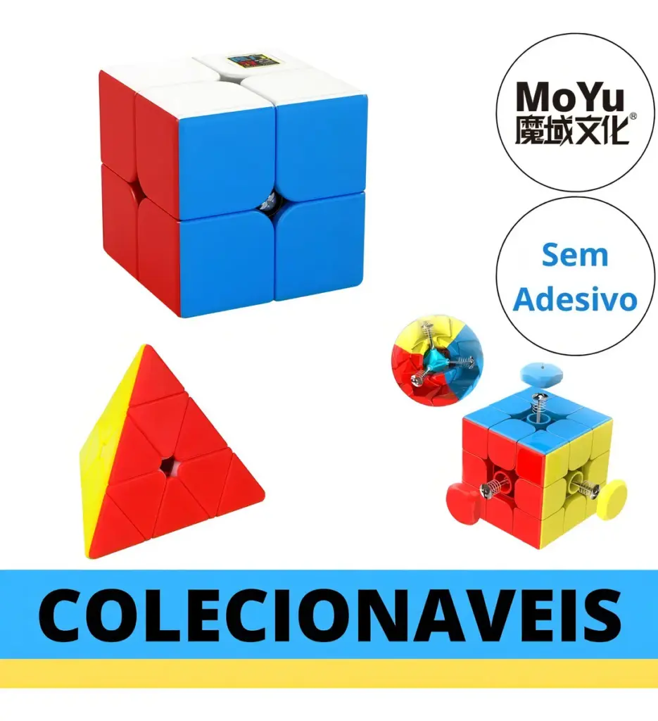 Kit Moyu: cubos 2x2, 3x3 e Pirâmide que desafiam família