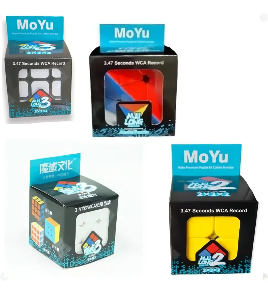 Kit Moyu: cubos 2x2, 3x3 e Pirâmide que desafiam família