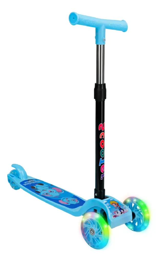 Patinete Infantil 3 Rodas LED Dobrável Azul ganha destaque