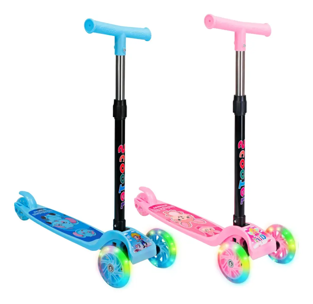Patinete Infantil 3 Rodas LED Dobrável Azul ganha destaque