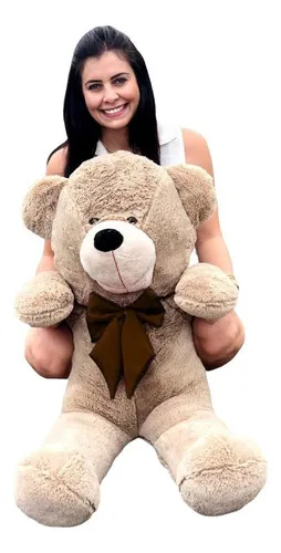 Teddy Gigante de 90cm com Laço Tabaco encanta pais