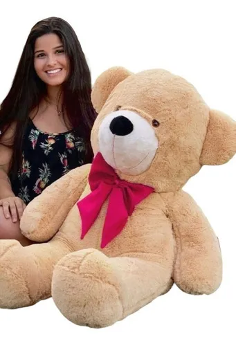 Urso gigante de pelúcia 90cm doce de leite conquista pais