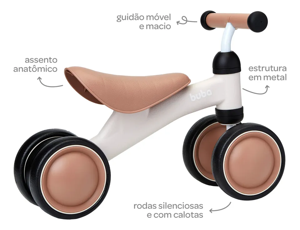 Bicicleta de Equilíbrio 4 Rodas Buba Bege conquista pais