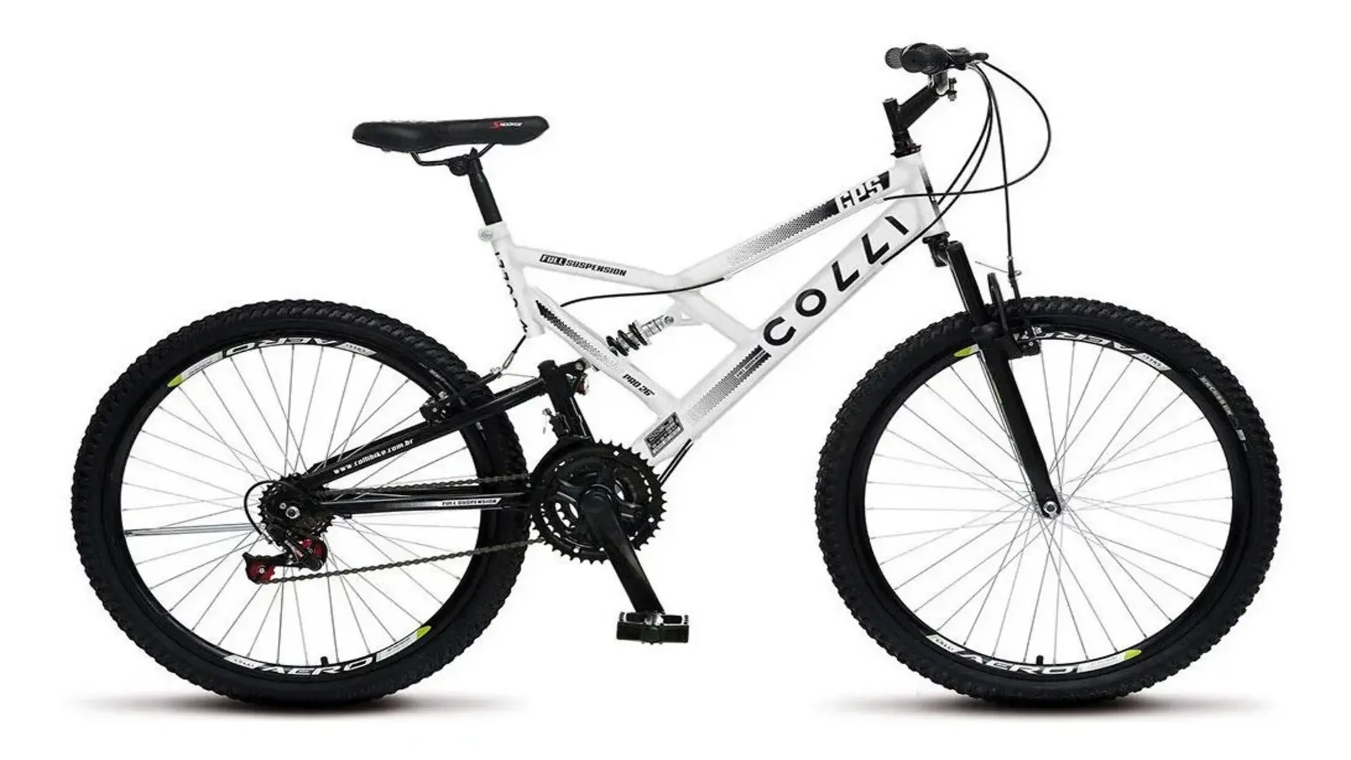 Bike Colli Aro 26 GPS tem suspensão dupla e design clean