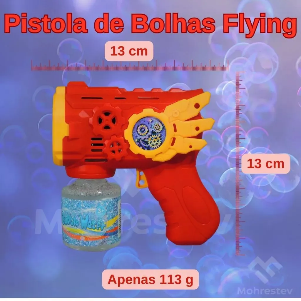 Pistola de Bolhas Flying Vermelha faz sucesso entre crianças