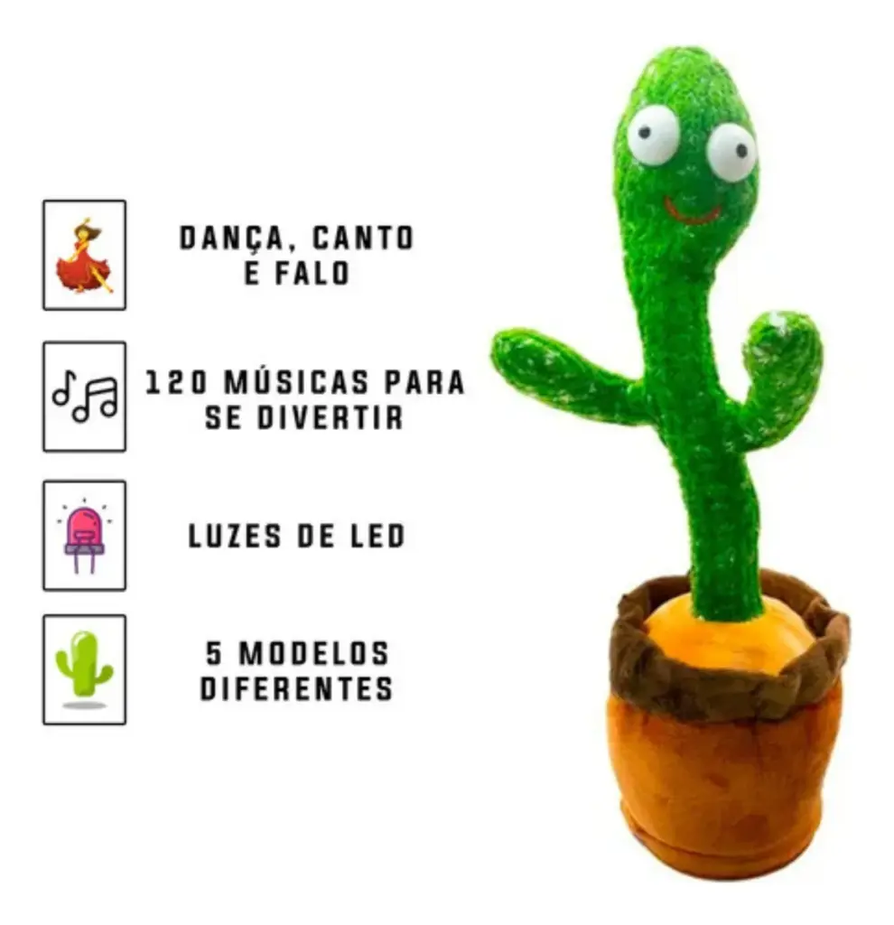 Cacto Falante Dançante: o brinquedo LED que estimula a fala