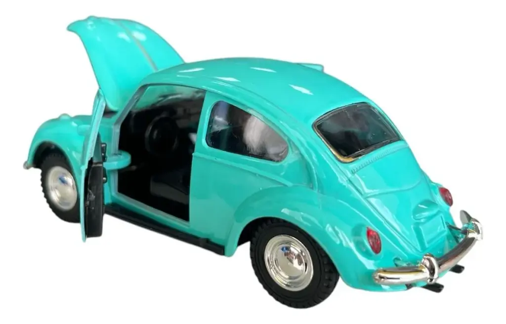 Fusca 1:32 em metal azul-turquesa impressiona colecionadores