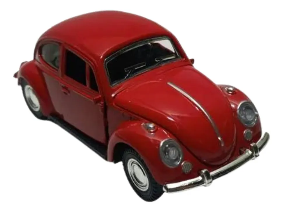 Carrinho Fusca Miniatura de Ferro traz nostalgia em vermelho
