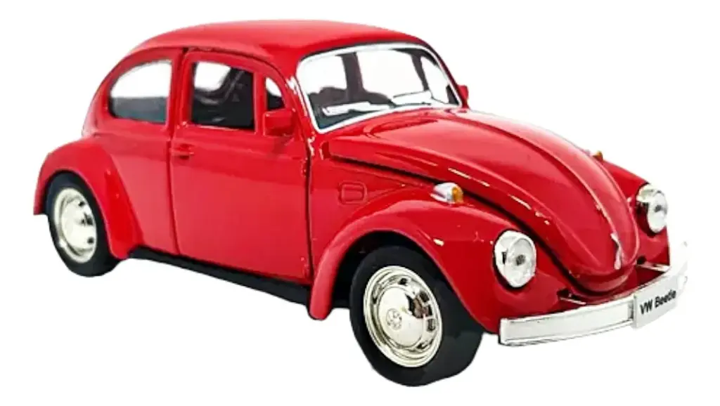 Carrinho Fusca Miniatura de Ferro traz nostalgia em vermelho