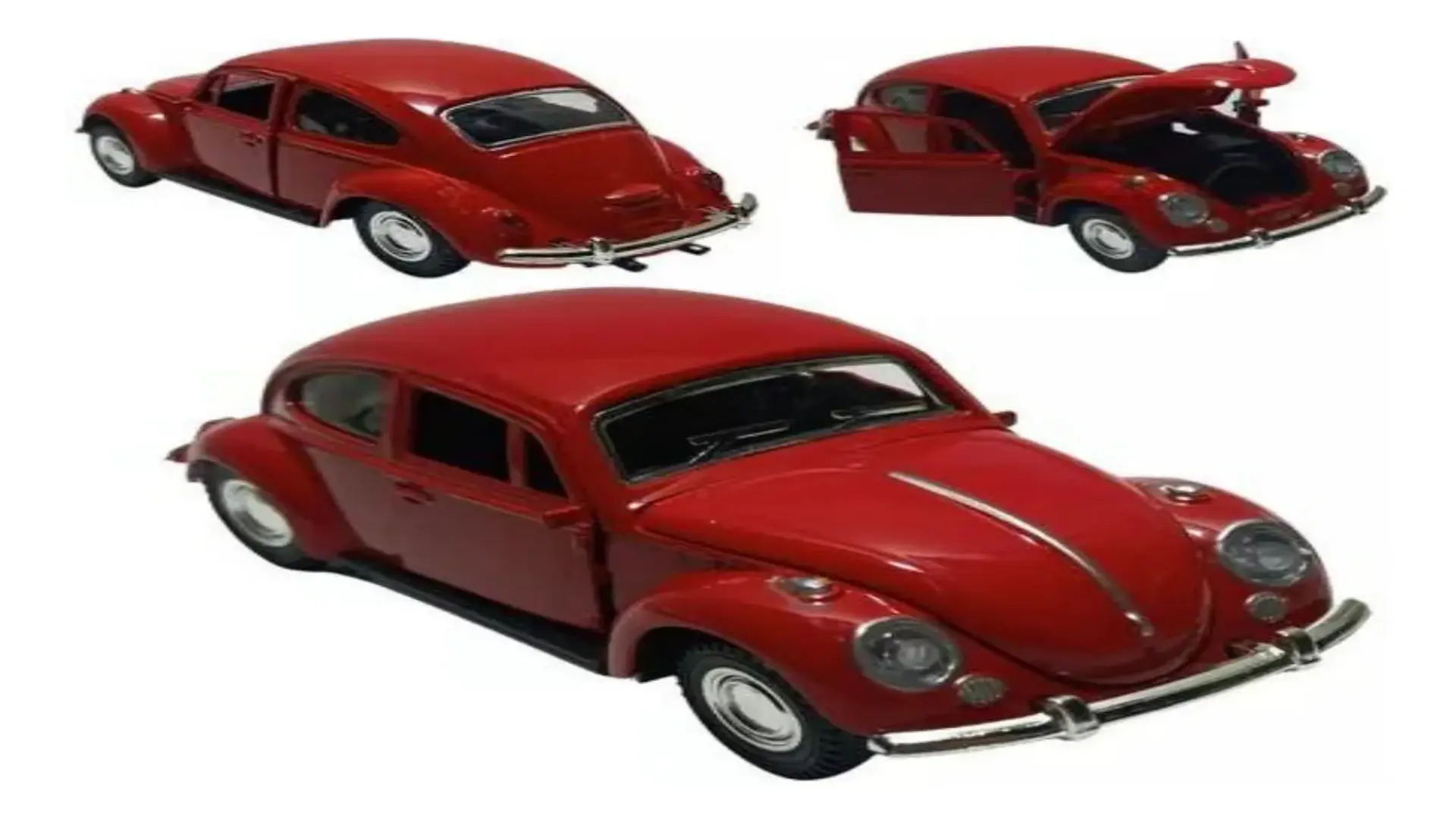 Carrinho Fusca Miniatura de Ferro traz nostalgia em vermelho