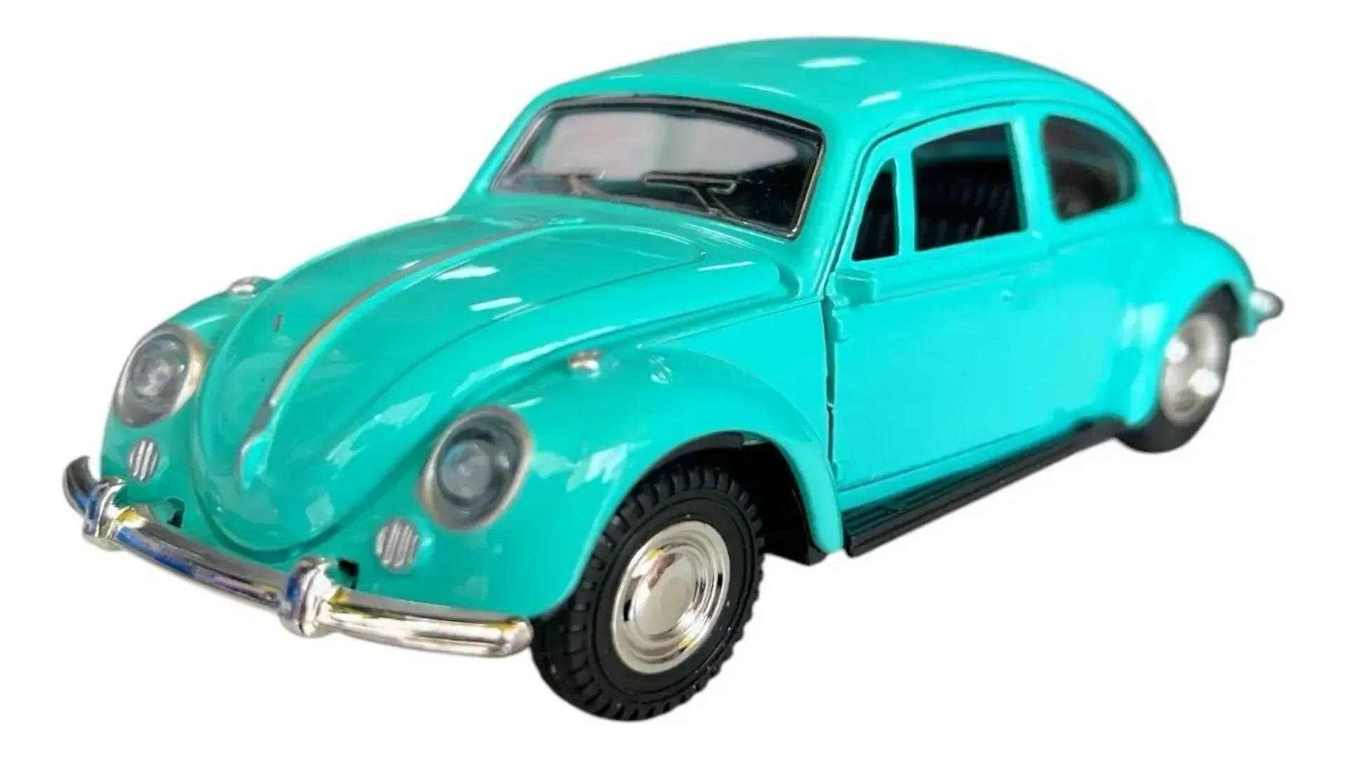 Fusca 1:32 em metal azul-turquesa impressiona colecionadores