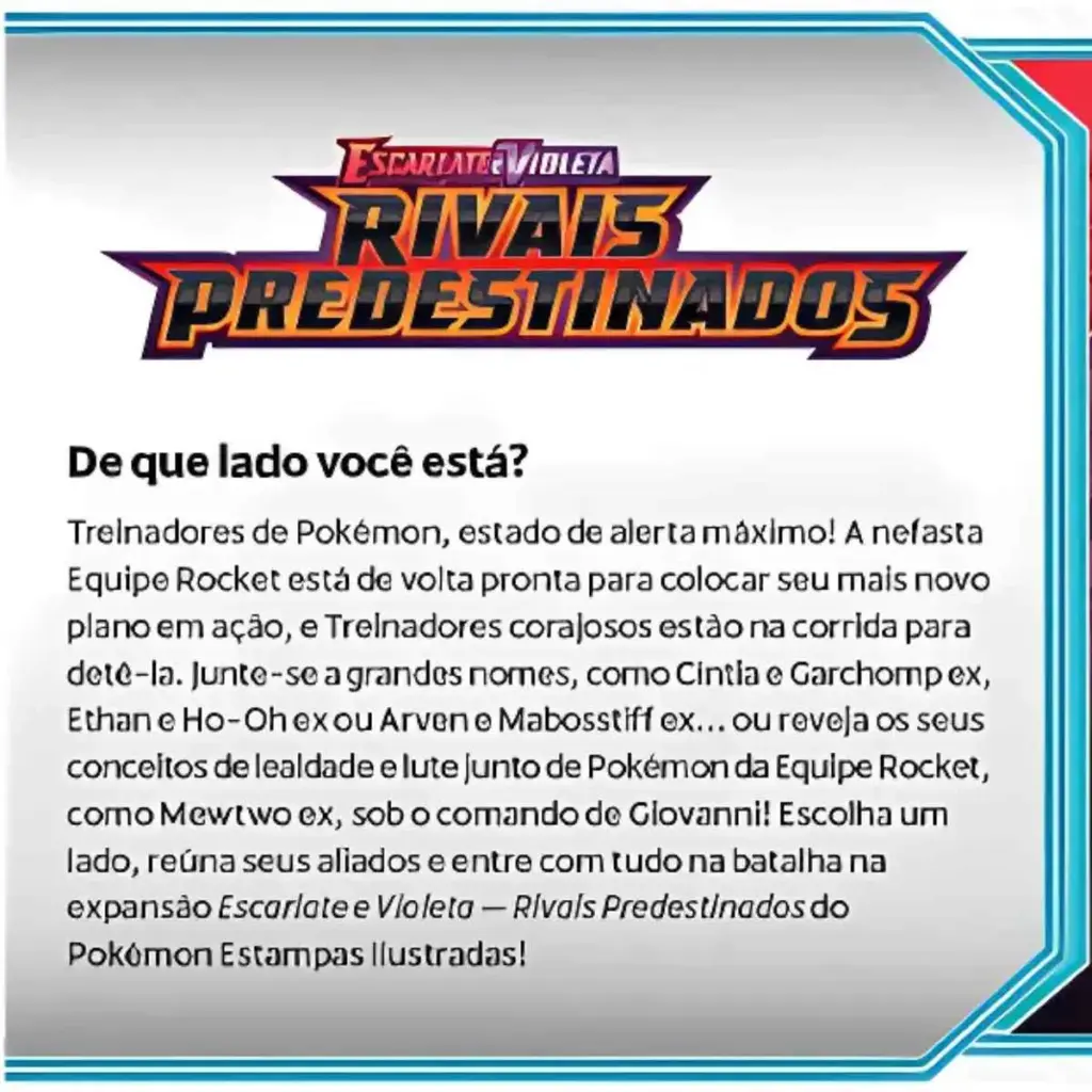 Kit Pokémon Rivais Predestinados em Português agrada pais