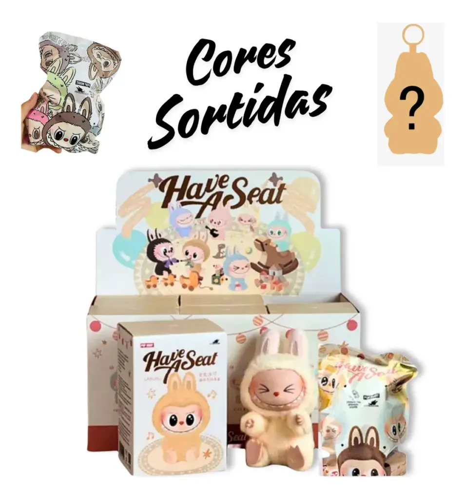 Labubu Have A Seat: chaveiro de pelúcia fofo e colecionável