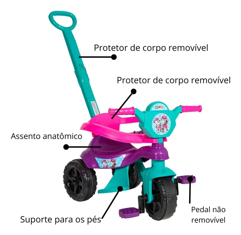 Triciclo Kendy Kemotoca Baby Dog: conforto e diversão