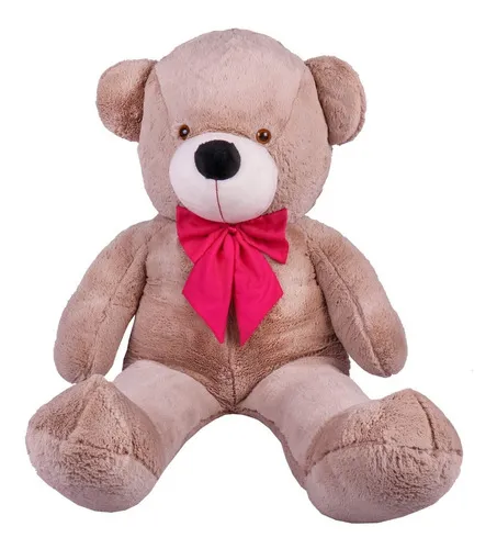 Urso Teddy Avelã com Laço Pink: gigante de pelúcia encanta